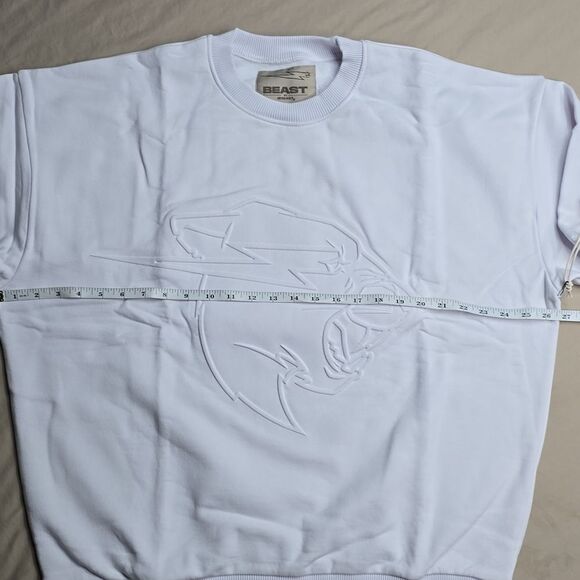 683 NWT MR BEAST EMBOSSED PANTHER CREWNECK SWEATSHIRT - WHITE LARGE - Picture 6 of 9